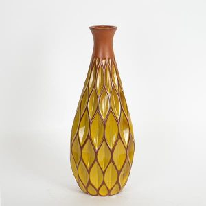 ΒΑΖΟ ΚΕΡΑΜΙΚΟ ΤΕΡΑΚΟΤΑ - ΚΙΤΡΙΝΟ 14.5x14.5x37cm