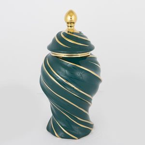 ΒΑΖΟ ΜΕ ΚΑΠΑΚΙ ΚΕΡΑΜΙΚΟ ΠΡΑΣΙΝΟ - ΧΡΥΣΟ 18.5x35cm