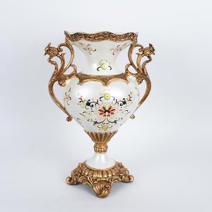 ΒΑΖΟ ΠΟΛΥΡΕΖΙΝ ΛΕΥΚΟ - ΧΡΥΣΟ 31x19x45cm