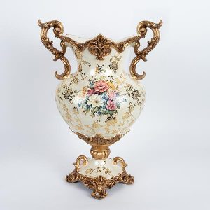 ΒΑΖΟ ΠΟΛΥΡΕΖΙΝ ΜΠΕΖ - ΧΡΥΣΟ 34x22x48cm