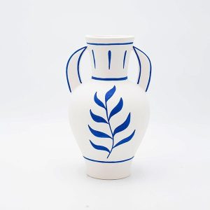 ΒΑΖΟ ΠΟΡΣΕΛΑΝΗ ΛΕΥΚΟ-ΜΠΛΕ 15.2x14.5x21.3cm