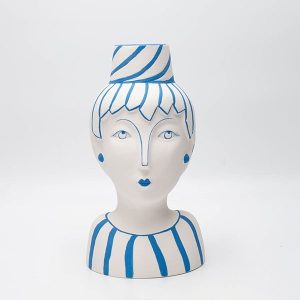 ΒΑΖΟ ΠΡΟΣΩΠΟ ΠΟΡΣΕΛΑΝΗ ΛΕΥΚΟ-ΓΑΛΑΖΙΟ 14x13.8x25.6cm