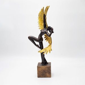 ΓΥΝΑΙΚΑ ΜΕ ΦΤΕΡΑ ΠΟΛΥΡΕΖΙΝ ΧΡΥΣΗ - ΜΑΥΡΗ 13.5x7.5x37cm