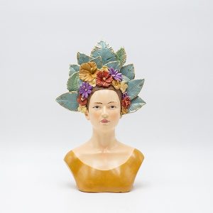 ΔΙΑΚΟΣΜΗΤΙΚΟ ΓΛΥΠΤΟ ΠΡΟΤΟΜΗ ΓΥΝΑΙΚΑΣ ΜΕ ΦΥΛΛΑ & ΛΟΥΛΟΥΔΙΑ ΣΤΑ ΜΑΛΛΙΑ ΠΟΛΥΡΕΖΙΝ ΠΟΛΥΧΡΩΜΟ 17.5x9.5x28cm