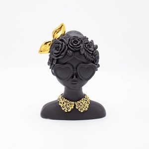 ΔΙΑΚΟΣΜΗΤΙΚΟ ΓΥΝΑΙΚΑ ΠΟΛΥΡΕΖΙΝ  ΜΑΥΡΟ-ΧΡΥΣΟ 14.5x10.5x20cm