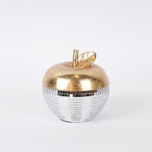 ΔΙΑΚΟΣΜΗΤΙΚΟ ΜΗΛΟ ΠΟΛΥΡΕΣΙΝ ΧΡΥΣΟ-ΛΕΥΚΟ 13x13x13cm