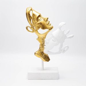 ΔΙΑΚΟΣΜΗΤΙΚΟ ΠΡΟΣΩΠΑ ΠΟΛΥΡΕΣΙΝ ΧΡΥΣΟ-ΛΕΥΚΟ 22x7.5x33cm