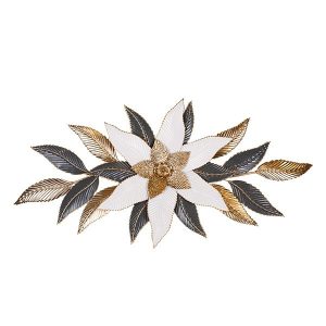 ΔΙΑΚΟΣΜΗΤΙΚΟ ΤΟΙΧΟΥ ΛΟΥΛΟΥΔΙ ΜΕΤΑΛΛΙΚΟ ΛΕΥΚΟ - ΓΚΡΙ - ΧΡΥΣΟ 133x6x66.5cm