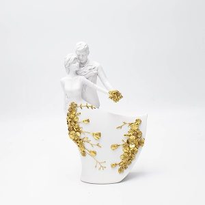 ΖΕΥΓΑΡΙ ΠΟΛΥΡΕΖΙΝ ΛΕΥΚΟ - ΧΡΥΣΟ 12x5.5x20.5cm