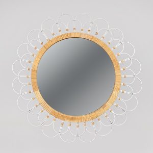 ΚΑΘΡΕΦΤΗΣ ΞΥΛΙΝΟΣ - ΜΕΤΑΛΛΙΚΟΣ NATURAL - ΛΕΥΚΟΣ 92x3.5x92cm