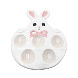 Κεραμικός Δίσκος για Πασχαλινά Αυγά Λευκός-Ροζ 21.2x21.2cm | 818-00026 – Αυγοθήκη Σερβιρίσματος 5 Θέσεων - Box In Θεσσαλονίκη - 25ης Μαρτίου 111