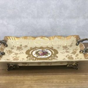 ΠΙΑΤΕΛΑ ΔΙΑΚΟΣΜΗΤΙΚΗ ΠΟΡΣΕΛΑΝΙΝΗ ΜΠΕΖ - ΧΡΥΣΗ 38.5x20x8.5cm