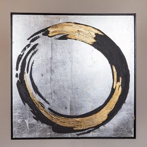 ΠΙΝΑΚΑΣ ΚΑΜΒΑΣ ΚΥΚΛΟΣ ΜΑΥΡΟΣ - ΧΡΥΣΟΣ - ΑΣΗΜΙ 80x3.5x80cm