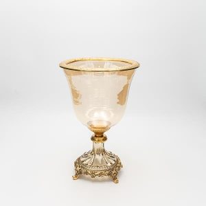 ΦΟΝΤΑΝΙΕΡΑ ΓΥΑΛΙΝΗ ΜΕ ΜΕΤΑΛΛΙΚΑ ΤΕΛΕΙΩΜΑΤΑ ΑΝΤΙΚΕ ΧΡΥΣΟ-ΜΕΛΙ ΓΥΑΛΙ 19x19x27cm