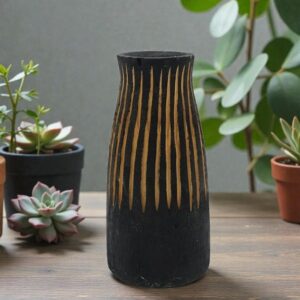 Βάζο Ξύλινο Μαύρο-Καφέ 13x28cm | 819-00407 – Χειροποίητης Αισθητικής Ethnic Deco - Box In Θεσσαλονίκη - 25ης Μαρτίου 111