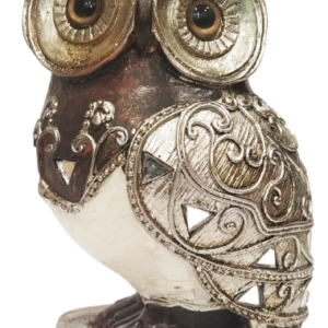 Διακοσμητική Κουκουβάγια Polyresin Ασημί & Καφέ 13cm | 20225F5 - Box In Θεσσαλονίκη - 25ης Μαρτίου 111