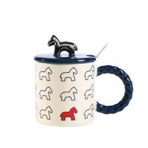 Κεραμική κούπα " Little Horse " με μοναδικό καπάκι και inox πρωτότυπο κουταλάκι 385ml Etoile  LM-647A - Box In Θεσσαλονίκη - 25ης Μαρτίου 111