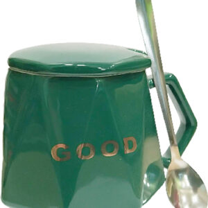 Κεραμική κoύπα "GOOD" με καπάκι και κουταλάκι σε πράσινο χρώμα PT-831GO - Box In Θεσσαλονίκη - 25ης Μαρτίου 111