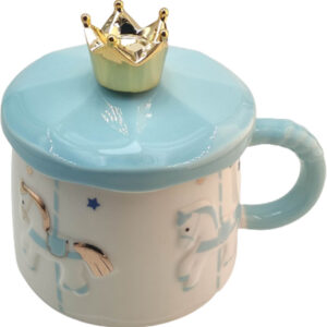 Κεραμική Koύπα με καπάκι και αναδευτήρα (στέμμα)  Carousel σε γαλάζιο χρώμα  TK-349LBL - Box In Θεσσαλονίκη - 25ης Μαρτίου 111