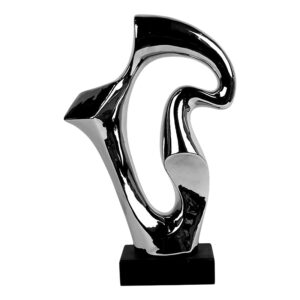 Κεραμικό Ασημί Διακοσμητικό Αφηρημένου Σχεδίου με Βάση 34