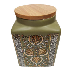 Κεραμικό Δοχείο "Soleil " σε πράσινο χρώμα με bamboo καπάκι και κλείσιμο με λάστιχο 11X11X15 Etoile UK-343B - Box In Θεσσαλονίκη - 25ης Μαρτίου 111