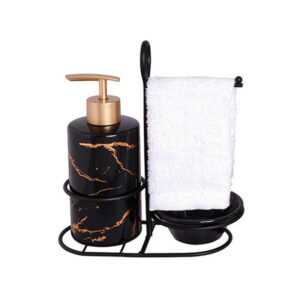 Κεραμικό σετ μπάνιου μαύρο Marble για κρεμοσάπουνο