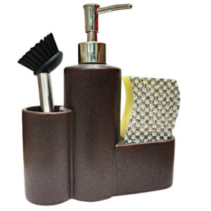 Κεραμικό dispencer κουζίνας με σφουγγάρι και λόλα σε καφέ χρώμα 17Χ6Χ22 UK-704B - Box In Θεσσαλονίκη - 25ης Μαρτίου 111