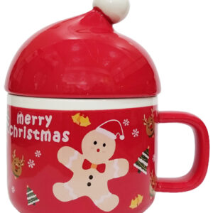 Κόκκινη Χριστουγεννιάτικη κεραμική κούπα "GingerBread" 300ml με καπάκι DF-912C - Box In Θεσσαλονίκη - 25ης Μαρτίου 111