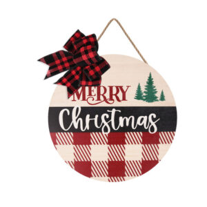 Λευκό καρώ Χριστουγεννιάτικο ξύλινο διακοσμητικό πόρτας 38x38cm MB-2601C - Box In Θεσσαλονίκη - 25ης Μαρτίου 111