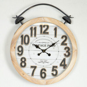 Ρολόι Τοίχου Ξύλινο - Μεταλλικό Λευκό - Natural - Μαύρο 50x6x60cm | 753-13038 – Industrial Vintage Σχεδιασμός - Box In Θεσσαλονίκη - 25ης Μαρτίου 111