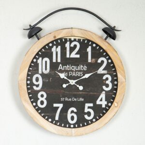 Ρολόι Τοίχου Ξύλινο - Μεταλλικό Μαύρο - Natural - Λευκό 50x6x60cm | 753-13037 – Minimal Industrial Design - Box In Θεσσαλονίκη - 25ης Μαρτίου 111