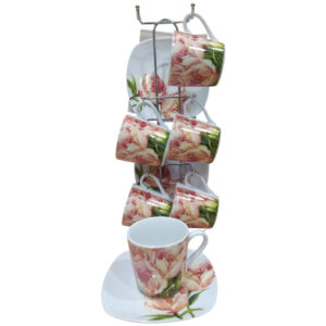 Σετ 6 Φλυτζάνια Καφε "Blossom"  από πορσελάνη σε μεταλλική βάση  R10039-N27 - Box In Θεσσαλονίκη - 25ης Μαρτίου 111