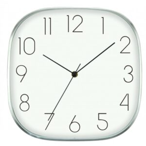 Τετράγωνο Ρολόι Τοίχου Αλουμινίου Ασημί/Λευκό 29x29cm | Minimal Quartz Design | EG7813-YP293 - Box In Θεσσαλονίκη - 25ης Μαρτίου 111