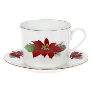 Χριστουγεννιάτικο Φλυτζάνι με πιάτο από πορσελάνη Poinsettia  250ml 06.241.16 Cryspo trio - Box In Θεσσαλονίκη - 25ης Μαρτίου 111