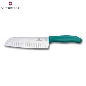 VICTORINOX SWISS CLASSIC ΜΑΧΑΙΡΙ SANTOKU ΑΥΛΑΚΩΤΟ 17εκ. ΠΡΑΣΙΝΗ ΛΑΒΗ – 6.8524.17C1B-Box in Thessaloniki