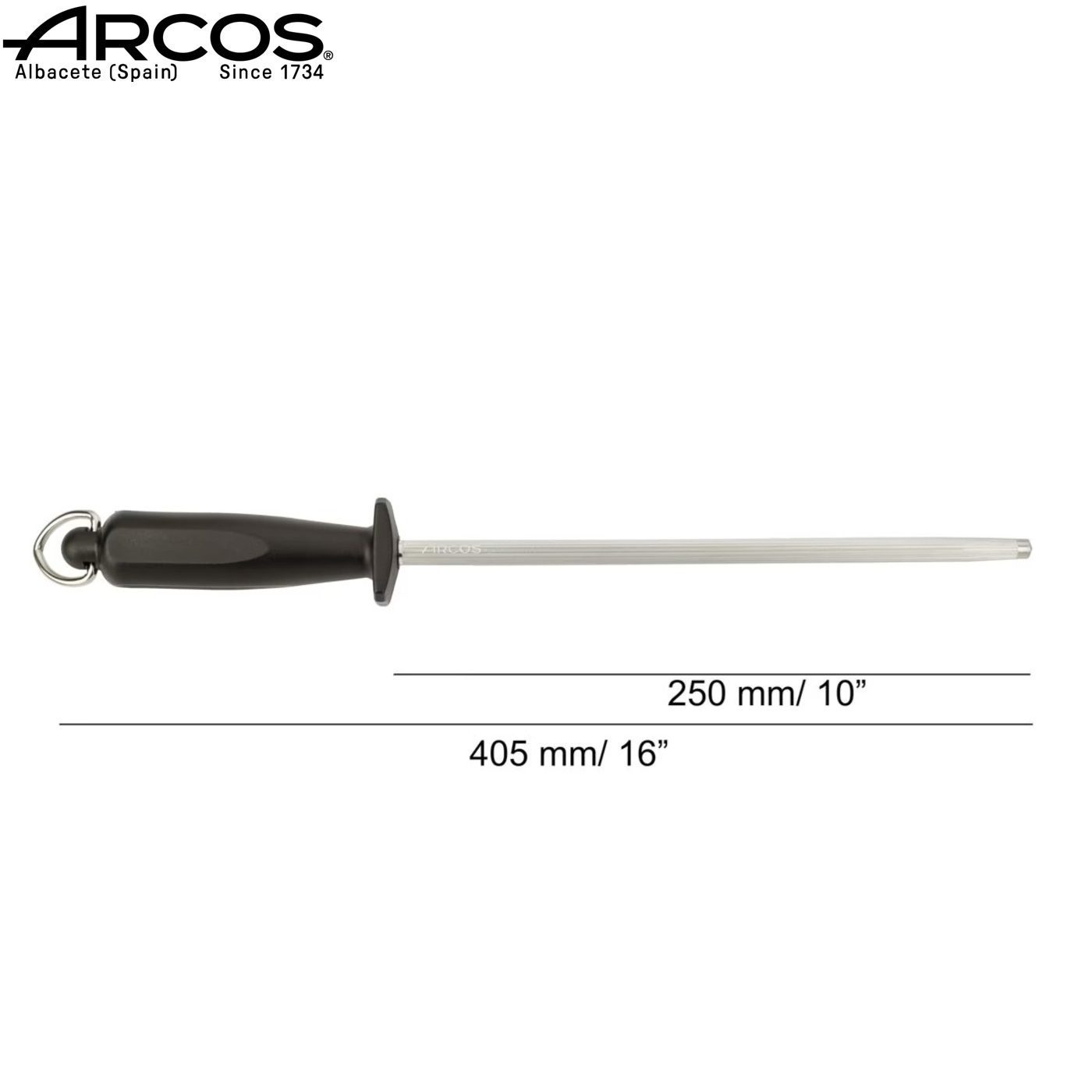 ARCOS ΜΑΣΑΤΙ ΣΤΡΟΓΓΥΛΟ CARBON-CHROME 25εκ. Ø10mm ΜΑΥΡΗ ΛΑΒΗ-Box in Thessaloniki