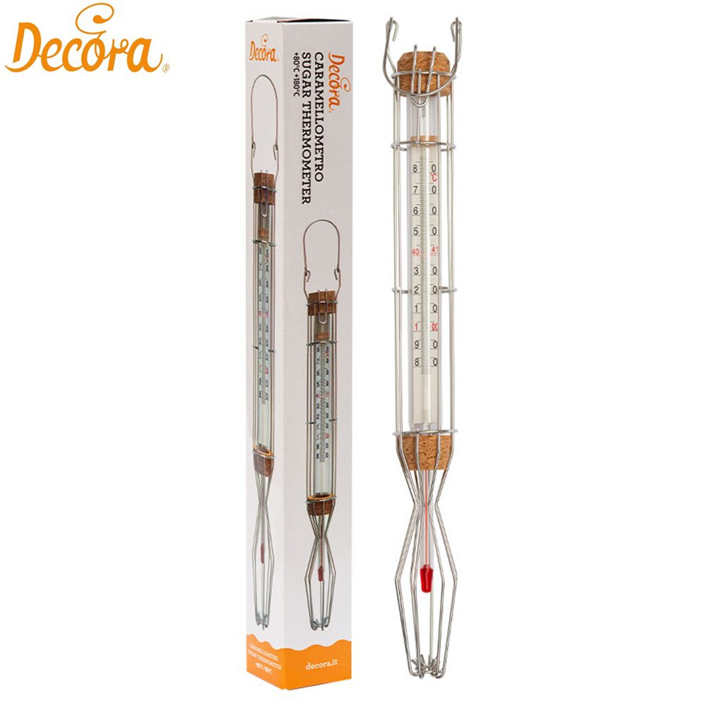 DECORA ΘΕΡΜΟΜΕΤΡΟ ΚΑΡΑΜΕΛΑΣ ΜΕ ΠΛΕΓΜΑ & ΓΑΤΖΟ +80° +180°C 33×3εκ.-Box in Thessaloniki