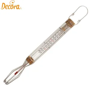 DECORA ΘΕΡΜΟΜΕΤΡΟ ΚΑΡΑΜΕΛΑΣ ΜΕ ΠΛΕΓΜΑ & ΓΑΤΖΟ +80° +180°C 33×3εκ.-Box in Thessaloniki