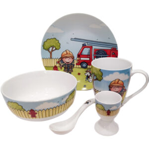 Cryspo Trio Σετ Φαγητού "Fireman" από Πορσελάνη 5τμχ (Πιάτο/Μπωλ/Κούπα/Αυγοθήκη/Κουτάλι)  28.0036.90 - Box In Θεσσαλονίκη - 25ης Μαρτίου 111
