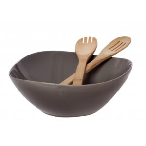 Cryspo Trio Bamboo Σαλατιέρα με Κουτάλες από Πορσελάνη Beige Grey 29x11.5x11cm | Σετ 3τμχ | 26.000.933 - Box In Θεσσαλονίκη - 25ης Μαρτίου 111