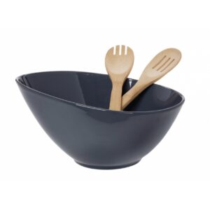 Cryspo Trio Bamboo Σαλατιέρα με Κουτάλες από Πορσελάνη Iron Grey 31x15.5x15.5cm 3τμχ - Box In Θεσσαλονίκη - 25ης Μαρτίου 111