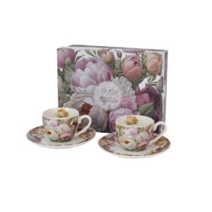 Duo Σετ 2 Φλιτζάνια Espresso 110ml "Peonies" με Πιατάκια | 070.969891 – Peony Floral Espresso Set - Box In Θεσσαλονίκη - 25ης Μαρτίου 111