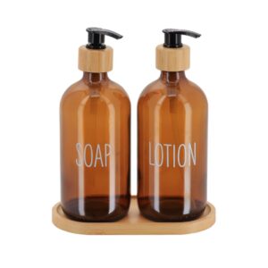 Dispenser γυάλ.set/2 σε bamboo βάση 500ml/17