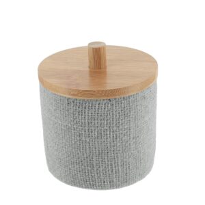 Δοχείο polyresin γκρι σαγρέ  με καπάκι bamboo 06.67161180