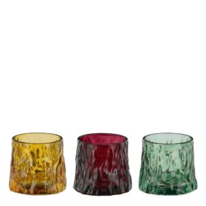 Κηροπήγιο γυάλινο 3χρώματα Φ8Η7cm 02.1190861