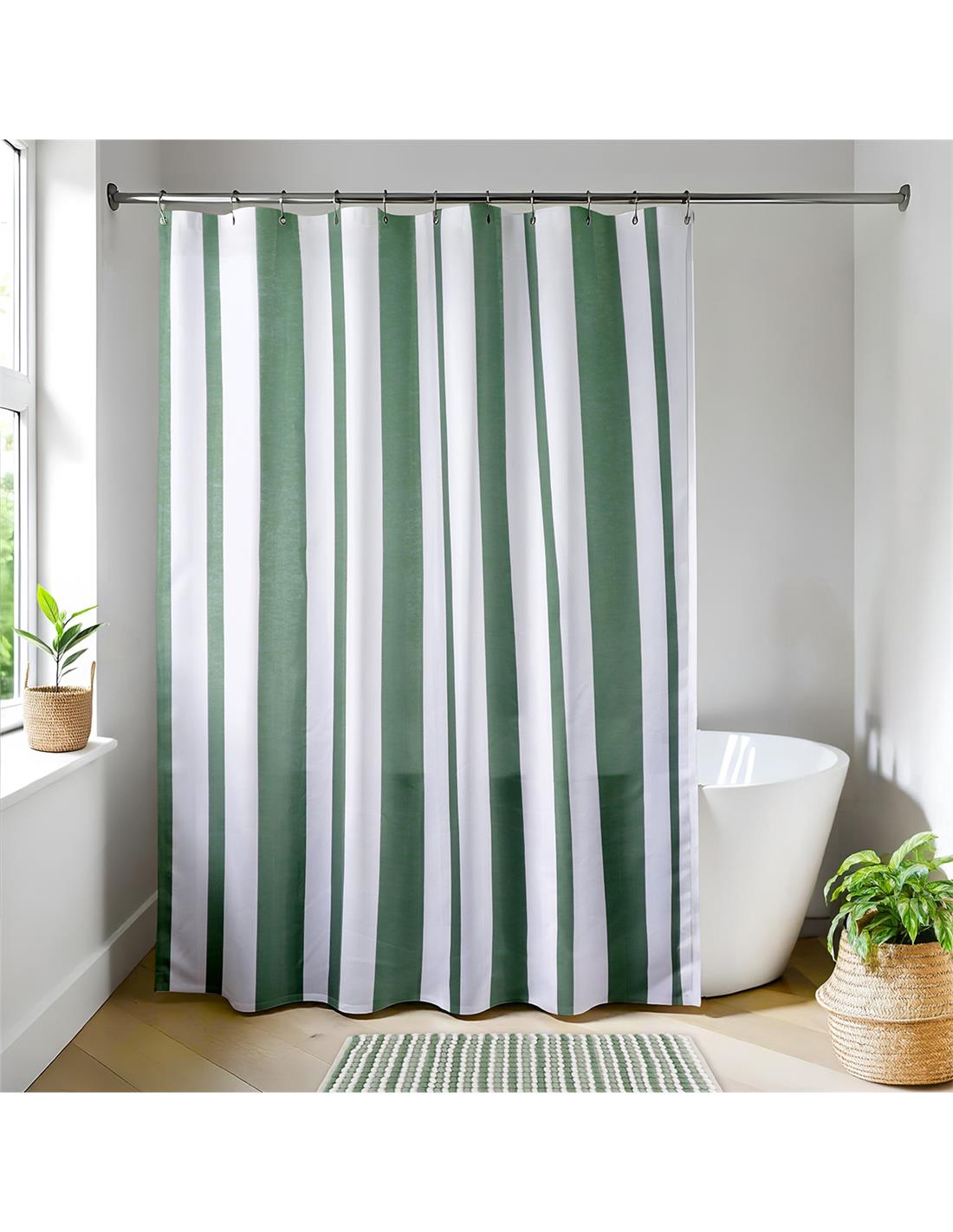 Κουρτίνα μπάνιου "GREEN STRIPES" 180x200cm 06.1200831