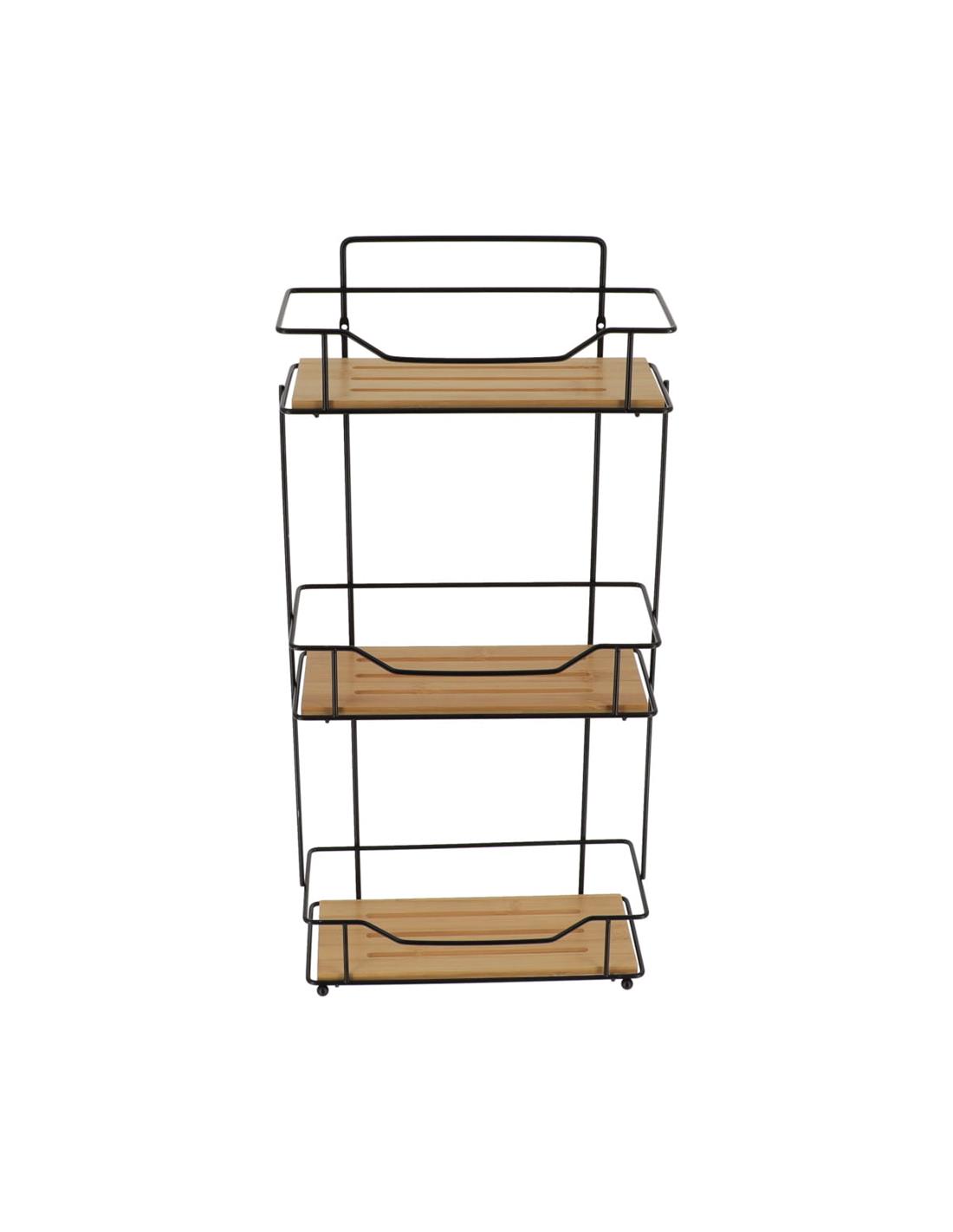 Ραφιέρα μπάνιου Χ3 μεταλ.μαύρη /bamboo 27Χ12Χ57 06.9163237