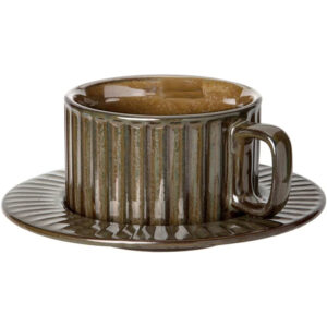 Ανάγλυφo Κεραμικό  σετ κούπα / πιατάκι "Earth"  σε γκρί-καφέ χρώμα 15Χ15Χ7 200ml (1 τεμάχιο) Etoile LM-653D - Box In Θεσσαλονίκη - 25ης Μαρτίου 111