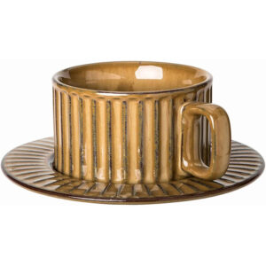 Ανάγλυφo Κεραμικό  σετ κούπα / πιατάκι "Earth" σε καφέ χρώμα 15Χ15Χ7 200ml (1 τεμάχιο) Etoile LM-653C - Box In Θεσσαλονίκη - 25ης Μαρτίου 111