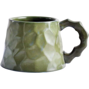 Ανάγλυφη Κεραμική κούπα  "Earth" σε λαδί χρώμα 14